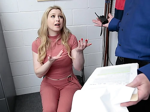 Ash-blonde Suspect Sunny Lane Getting Strip Searched in The Mall Backroom - Liftermilf