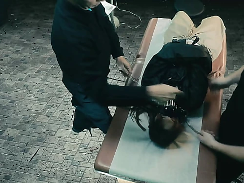 Kinky chick is kept in a cage and only brought out for use of her pussy