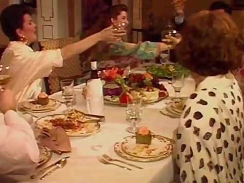 Antique couple has a very nice titillating dinner together