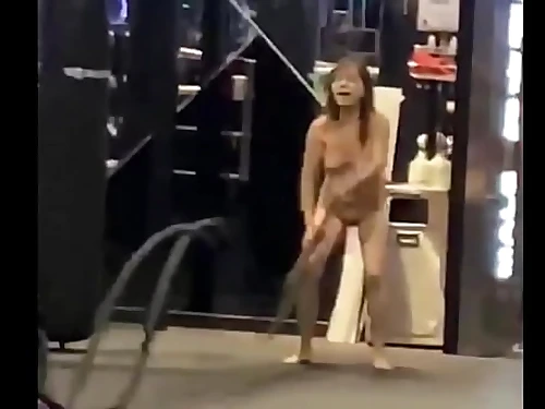 Edited version of a female naked in the gym