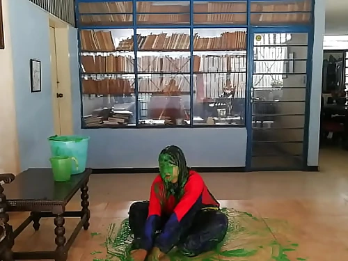 Female slimed in tracksuit